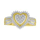 Womens 1/3 Ct. T.w. Genuine Diamond White 10k Gold Heart Cocktail Ring