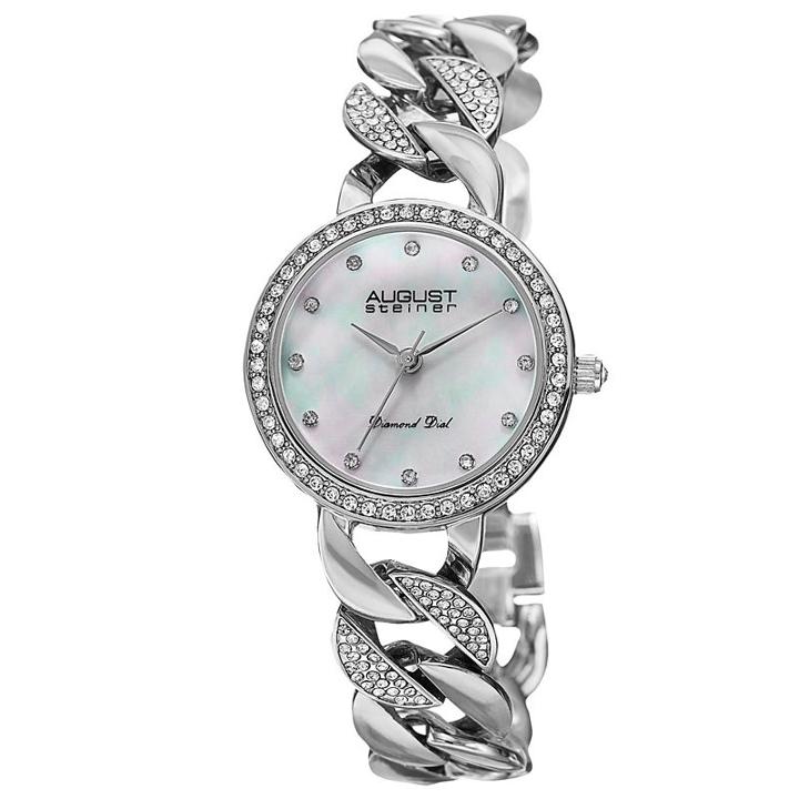 August Steiner Womens Silver Tone Strap Watch-as-8190ss