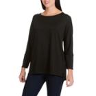Larry Levine Zipper 3/4 Sleeve Knit Top