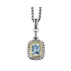 Shey Couture Genuine Swiss Blue Topaz Sterling Silver And 14k Yellow Gold Pendant Necklace