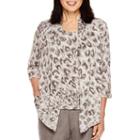 Alfred Dunner Copenhagen 3/4-sleeve Animal Print Layered Top