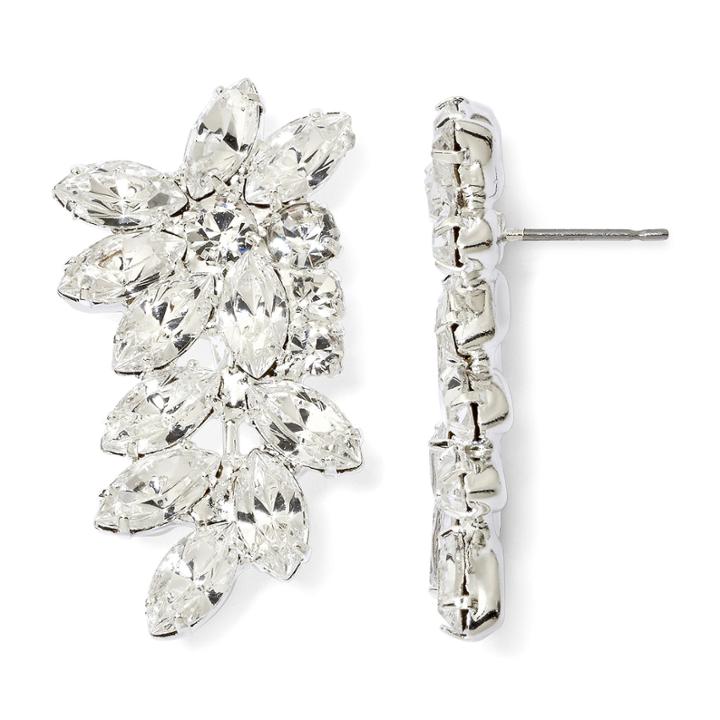 Vieste Crystal Leafy Branch Cuff Earrings