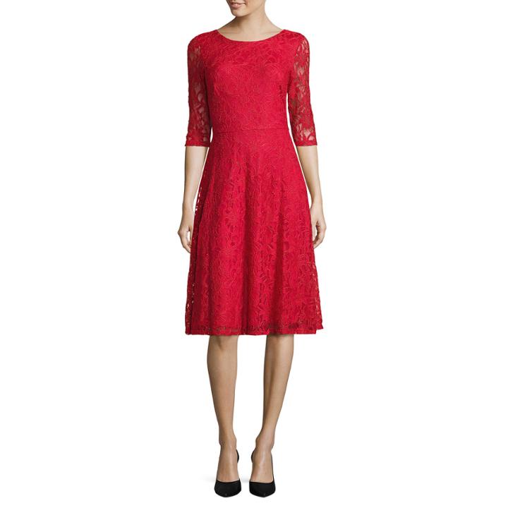 Melrose 3/4 Sleeve Fit & Flare Dress