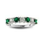 Lab-created Emerald & Lab-created White Sapphire Sterling Silver Ring