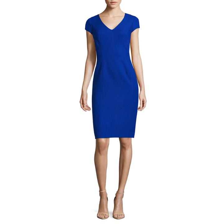 Donna Ricco Short Sleeve V-neck Sheath Dress-petites