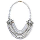 White Bead & Crystal 7-row Necklace
