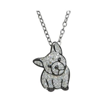 Animal Planet&trade; Crystal Sterling Silver French Bulldog Pendant Necklace