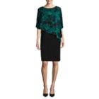 Connected Apparel Elbow Sleeve Cape Sheath Dress