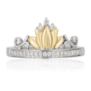 Enchanted Disney Fine Jewelry Womens 1/10 Ct. T.w. Genuine Diamond 10k Yellow Gold & Sterling Silver Promise Ring