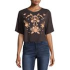 Heart N Soul Elbow Sleeve Round Neck T-shirt-womens Juniors