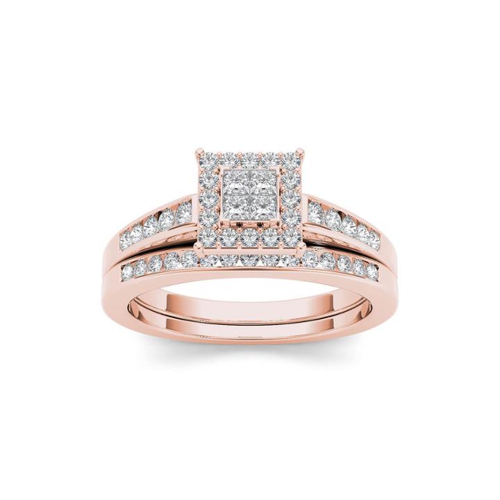 1/2 Ct. T.w. Diamond 10k Rose Gold Bridal Set