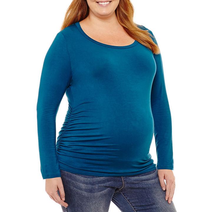 Planet Motherhood Long Sleeve Scoop Neck T-shirt-plus