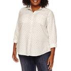 St. John's Bay Relaxed Fit Long Sleeve Button-front Shirt-plus