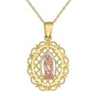 Infinite Gold&trade; 14k Tri-tone Gold Our Lady Of Guadalupe Pendant Necklace