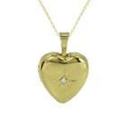 Womens Diamond Accent Genuine White Diamond Heart Locket Necklace