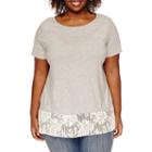 Stylus&trade; Short-sleeve Two-for-one Lace Tee - Plus