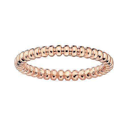 Personally Stackable 18k Rose Gold Over Sterling Silver 3.5mm Beaded Ring