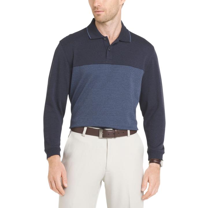 Van Heusen Long Sleeve Color Black Polo