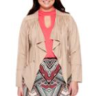 Bisou Bisou Long-sleeve Faux-suede Fringe Jacket - Plus