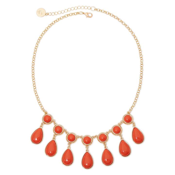 Liz Claiborne Gold-tone Orange Stone Shower Necklace