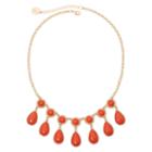 Liz Claiborne Gold-tone Orange Stone Shower Necklace