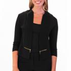 Nina Leonard 3/4 Sleeve Knit Bolero With Zipper