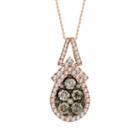 Womens 1 Ct. T.w. Genuine Champagne Diamond 10k Gold Pendant Necklace