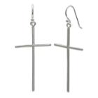 Silver Reflections Silver Plated Cross Pure Silver Over Brass Cross Drop Earrings