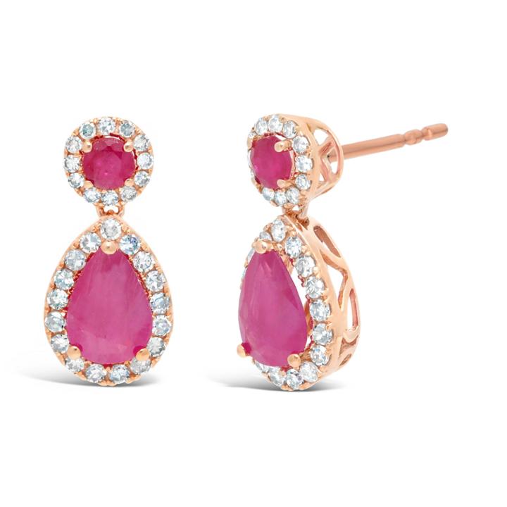 1/4 Ct. T.w. Pear Red Ruby 10k Gold Stud Earrings