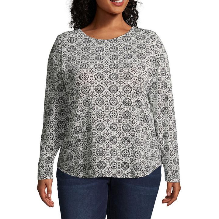 Liz Claiborne Long Sleeve Thermal Tee - Plus