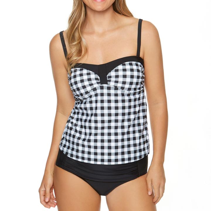 Aqua Couture Checked Tankini Swimsuit Top