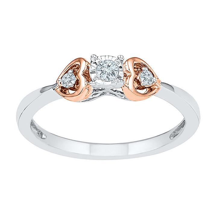 Promise My Love Womens 1/10 Ct. T.w. Genuine Round White Diamond Sterling Silver Gold Over Silver Promise Ring
