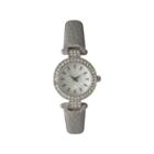 Olivia Pratt Womens Rhinestone Bezel Petite Gray Leather Watch 14829
