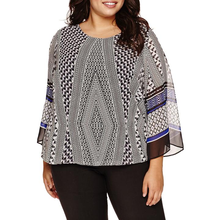 Alyx Bell-sleeve Geometrical Bubble Top - Plus