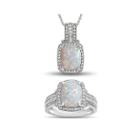 Lab Created Opal And White Sapphire Sterling Silver 2 Pc. Ring & Pendant Boxed Set