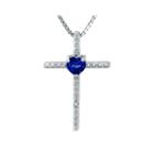 Lab-created Sapphire And Diamond-accent Sterling Silver Cross And Heart Pendant Necklace