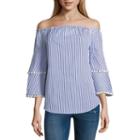 Belle + Sky Tier Sleeve Pom Pom Top