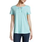 St. John's Bay Short Sleeve Stripe T-shirt-womens