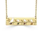 Womens Multi Color Stone 10k Gold Round Pendant Necklace