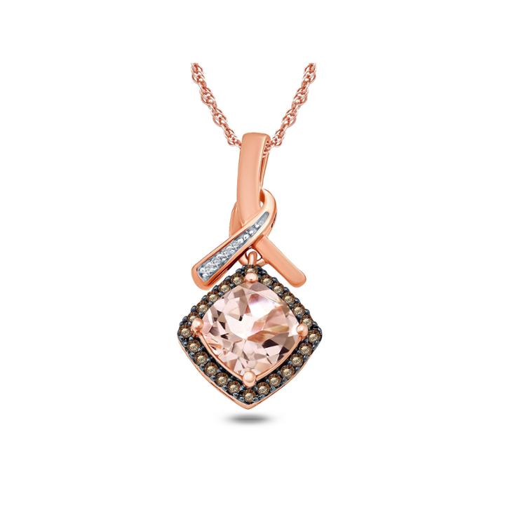 Pink Morganite Cushion 10k Gold Pendant