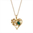 Womens Green Emerald Gold Over Silver Pendant Necklace