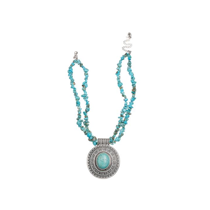 Mixit&trade; Reconstituted Turquoise 2 Row Pendant Necklace