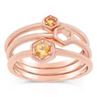 Womens Round Yellow Citrine 18k Stackable Ring