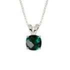 Lab-created Checkerboard Cut Emerald Sterling Silver Pendant Necklace