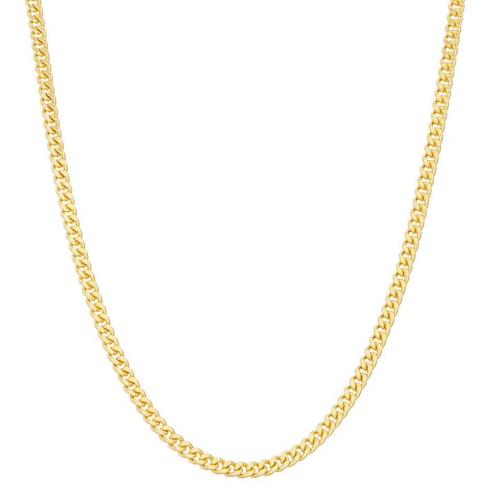 14k Gold Over Silver Semisolid Curb 22 Inch Chain Necklace