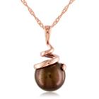 Brown Cultured Freshwater Pearl 14k Rose Gold Pendant Necklace