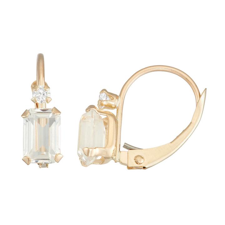 White Sapphire Rectangular Drop Earrings