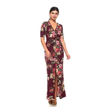 Stilletto's Elbow Sleeve Surplus Wrap Maxi With Slit