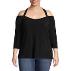 Bold Elements Caged Cut Out Strappy Neck Blouse-plus