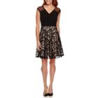 London Style Collection Cap-sleeve Illusion-neck Lace Fit-and-flare Dress - Petite